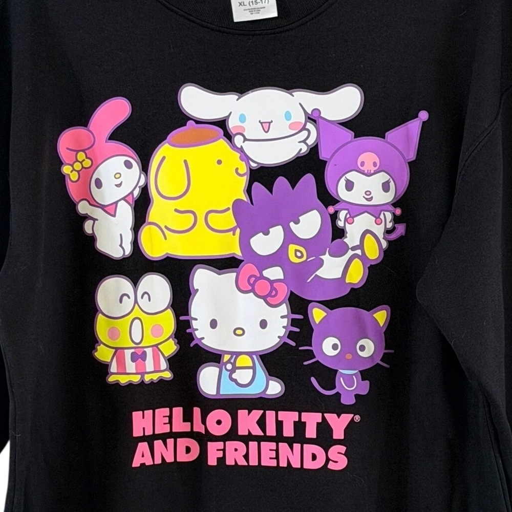Sanrio Hello Kitty and Friends Sweatshirt Sz XL Black Graphic Pullover Kawaii